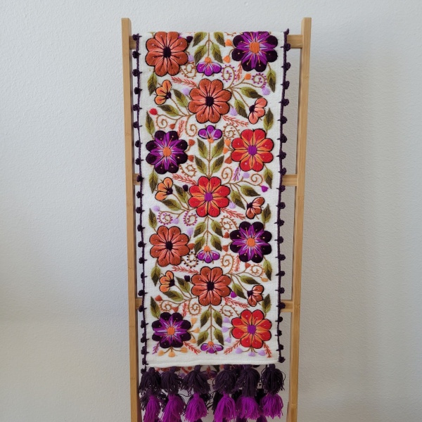 Peruvian Hand-Woven Table Runner - Pink/Purple Floral